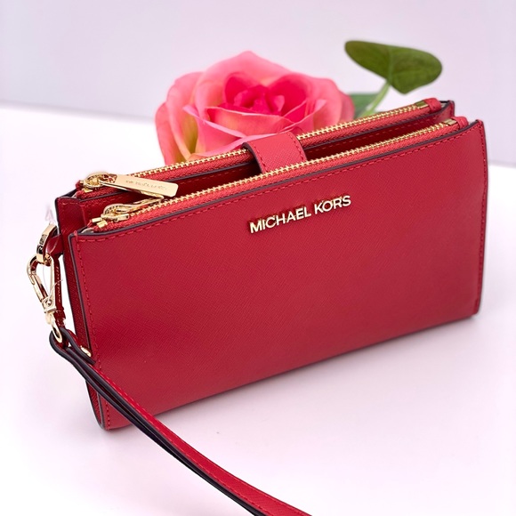 Michael Kors Handbags - Michael Kors Large DoubleZip Wallet Wristlet Flame